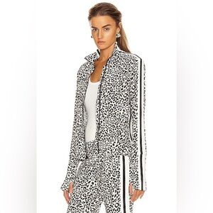 Norma Kamali Side Stripe Turtle Jacket Baby Leopard Casual Athletic Size Small